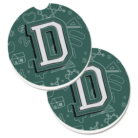 Carolines Treasures Letter D Back to School Initial Set of 2 Cup Holder Car Coaster CJ2010-DCARC